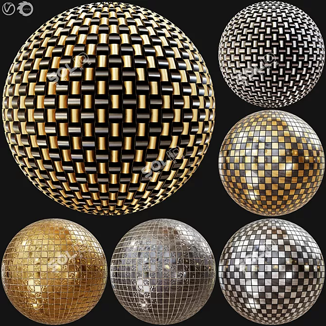 Versatile Metal Mosaic Tile Set 3D model image 1