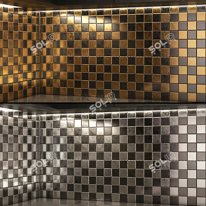 Versatile Metal Mosaic Tile Set 3D model image 2