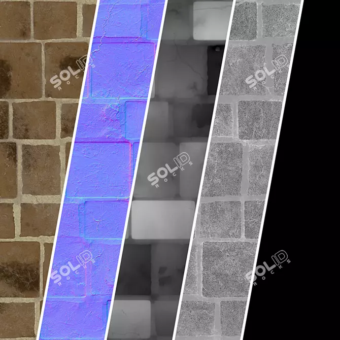 Slat Stone Wall Material Kit 3D model image 4