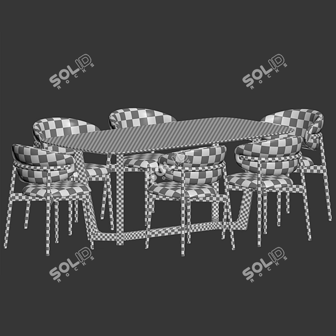 Modern Dining Set with Chairs 3D model image 4