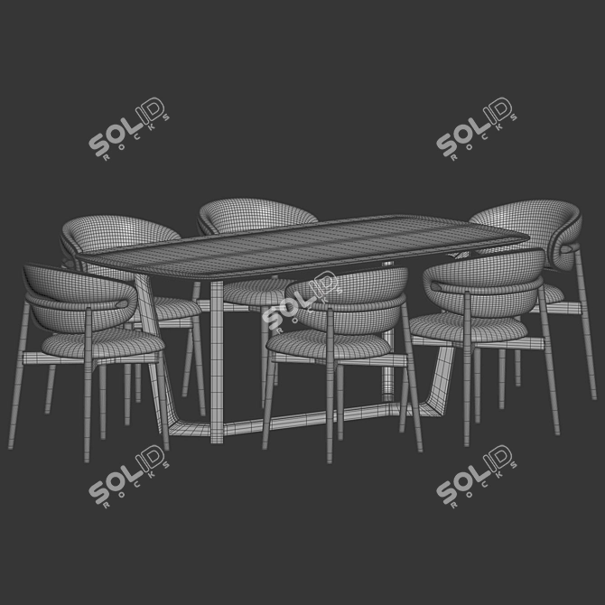 Modern Dining Set with Chairs 3D model image 5