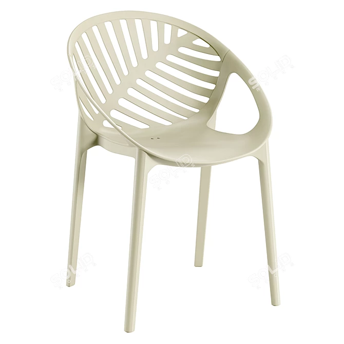 Monstera Chair, Beige-Green, 555x525xH820 mm 3D model image 1