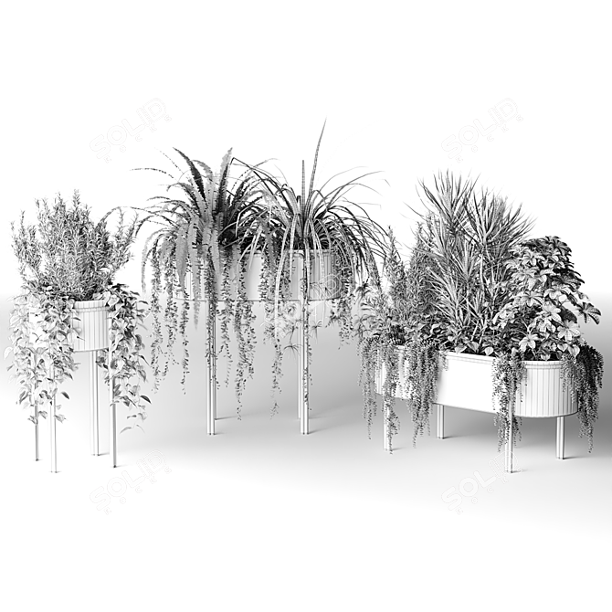 Stylish Chrome Plant Pots - Vray 3D model image 2