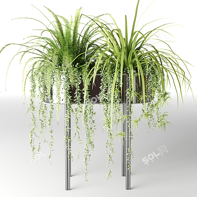 Stylish Chrome Plant Pots - Vray 3D model image 3