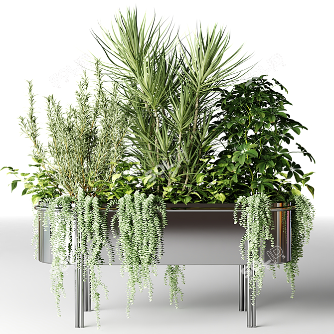 Stylish Chrome Plant Pots - Vray 3D model image 4