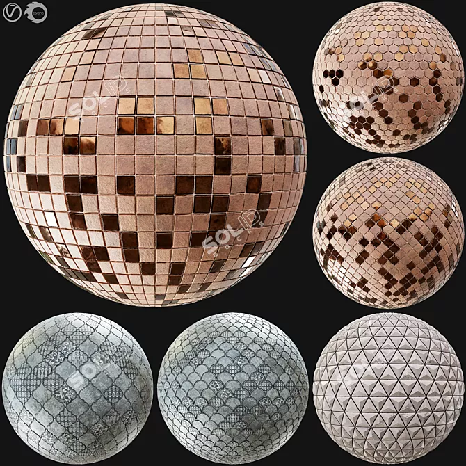 Metallic Mosaic Tile Texture Pack 3D model image 1