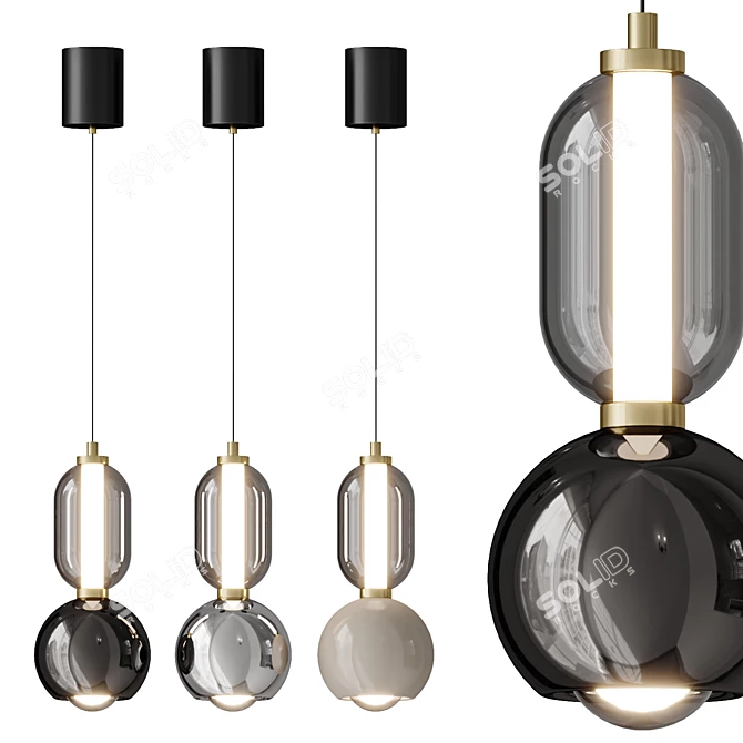 Glossy PBR Pendant Lamp 3D model image 2