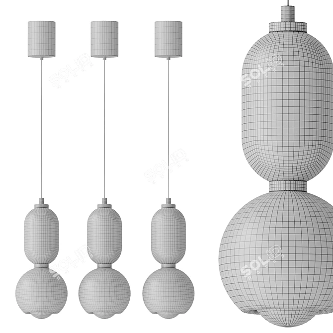 Glossy PBR Pendant Lamp 3D model image 3