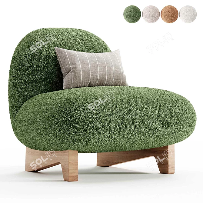 Elvit Cozy Ivory Armchair - 4 Colors 3D model image 2