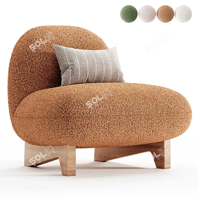 Elvit Cozy Ivory Armchair - 4 Colors 3D model image 3