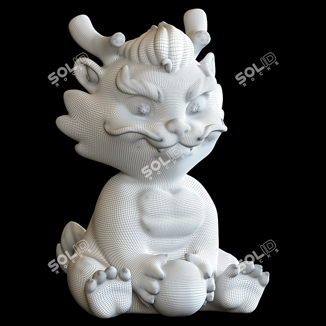 Majestic Dragon Figurine 5" Statue 3D model image 3