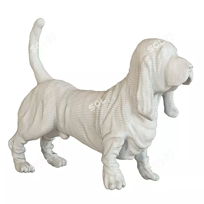 Chilly Basset Hound Dog Figurine 3D model image 3