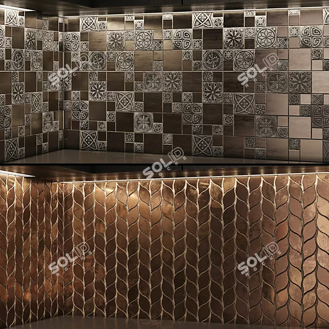 Seamless Metal Wall Mosaic Texture 3D model image 6