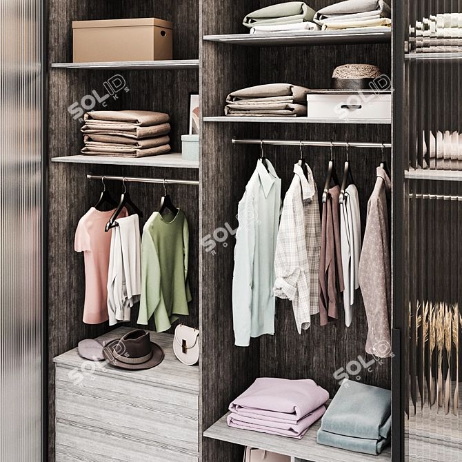 Modern Wardrobe with Glass Doors 3D model image 2