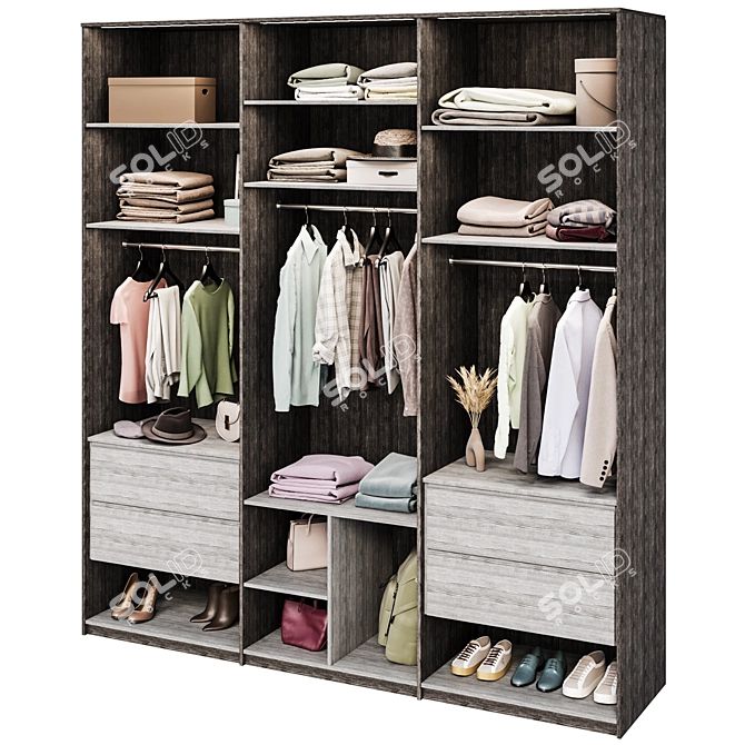 Modern Wardrobe with Glass Doors 3D model image 4