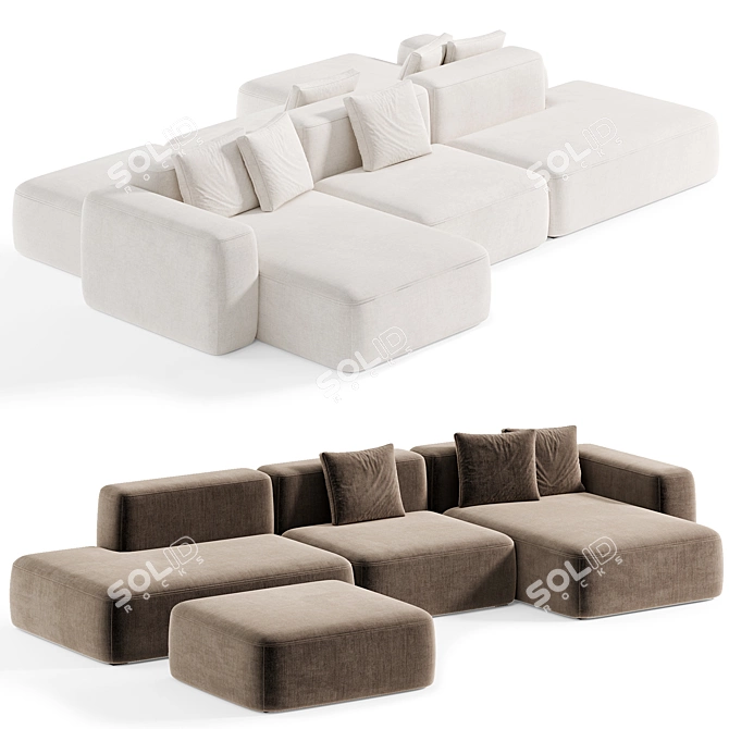 Hay Modern Modular Soft Sofa 3D model image 1