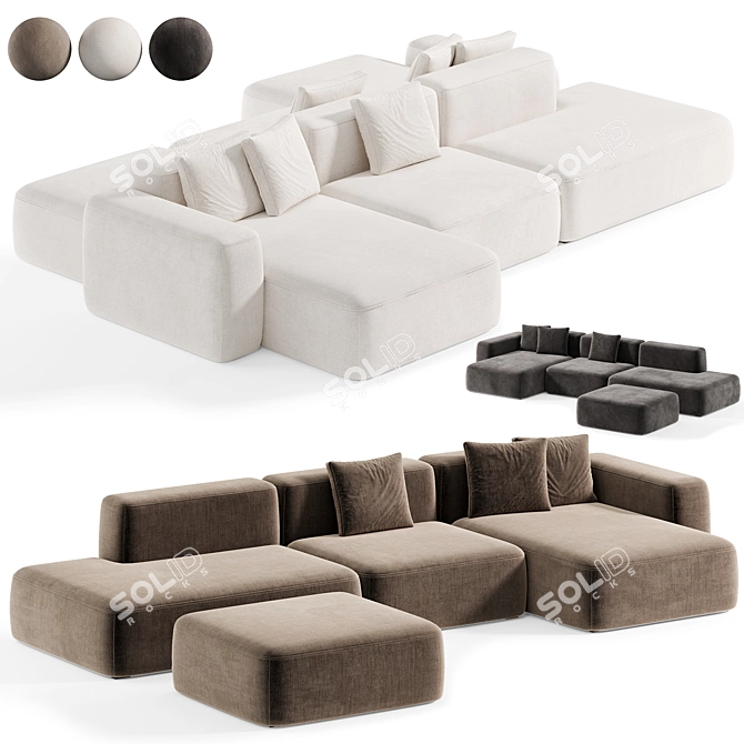 Hay Modern Modular Soft Sofa 3D model image 3