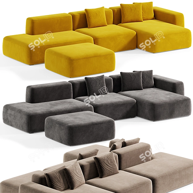Hay Modern Modular Soft Sofa 3D model image 4