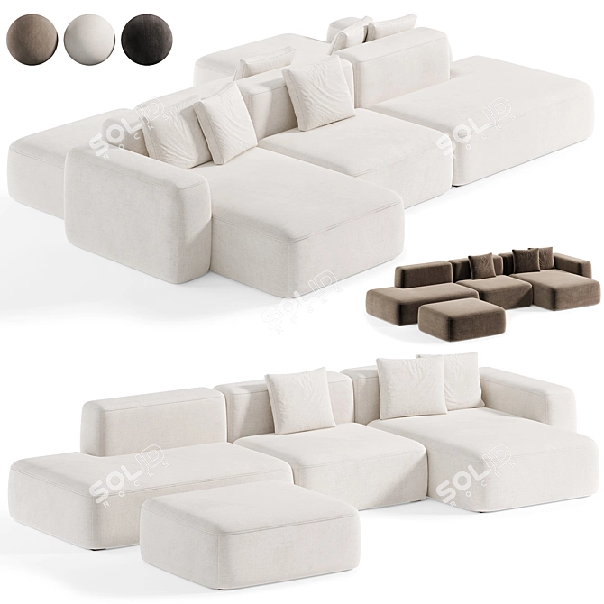 Hay Modern Modular Soft Sofa 3D model image 6