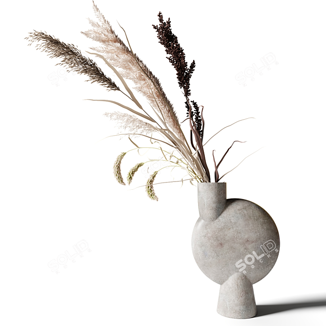 Modern Clay Vase Bouquets 3D model image 3