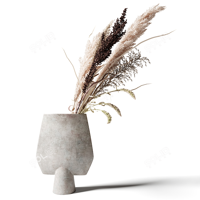 Modern Clay Vase Bouquets 3D model image 4