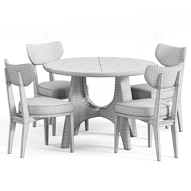 Elegant Alliot Chair Set 3D model image 3