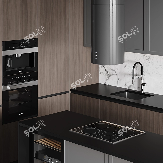 Customizable Modern Kitchen Design 3D model image 3