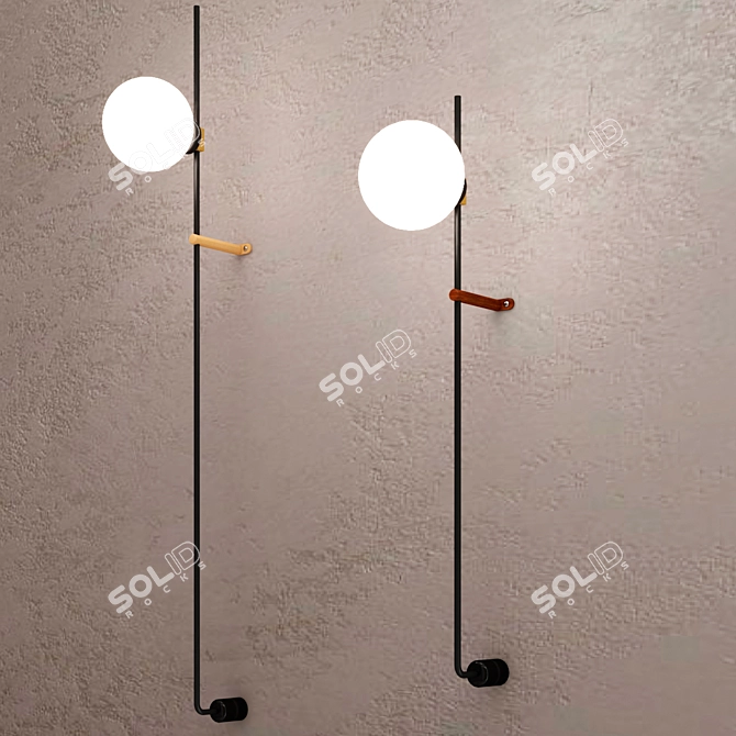 Contemporary Lynea Wall Lamps, Black/White 3D model image 2