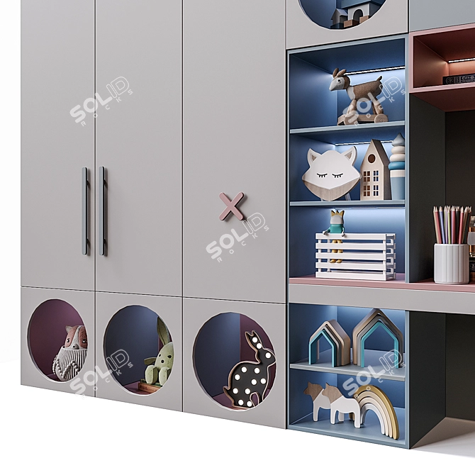 Custom-Made Kids Shelf Furniture 3D model image 4