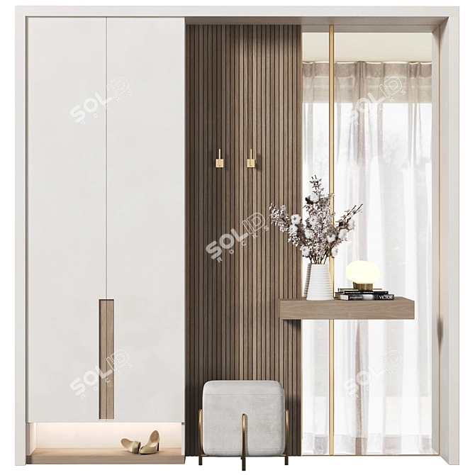 High-Quality Wood Hallway Set 3D model image 1