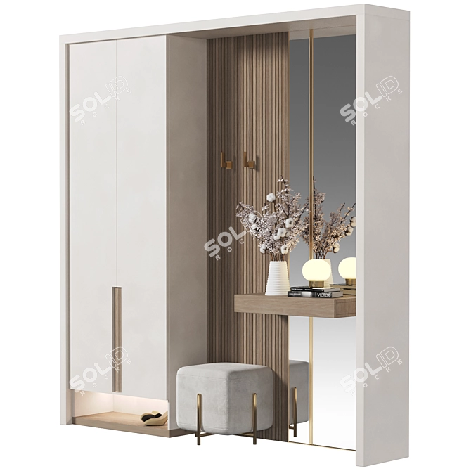 High-Quality Wood Hallway Set 3D model image 2