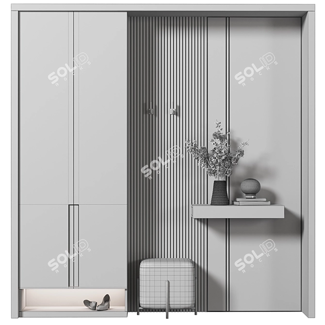 High-Quality Wood Hallway Set 3D model image 4