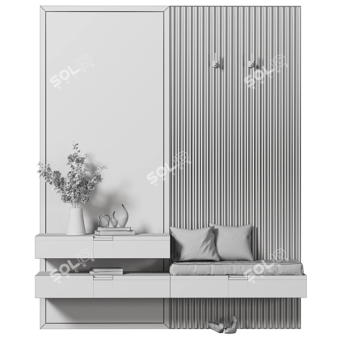 Modern Minimalist Hallway Storage Set 3D model image 4