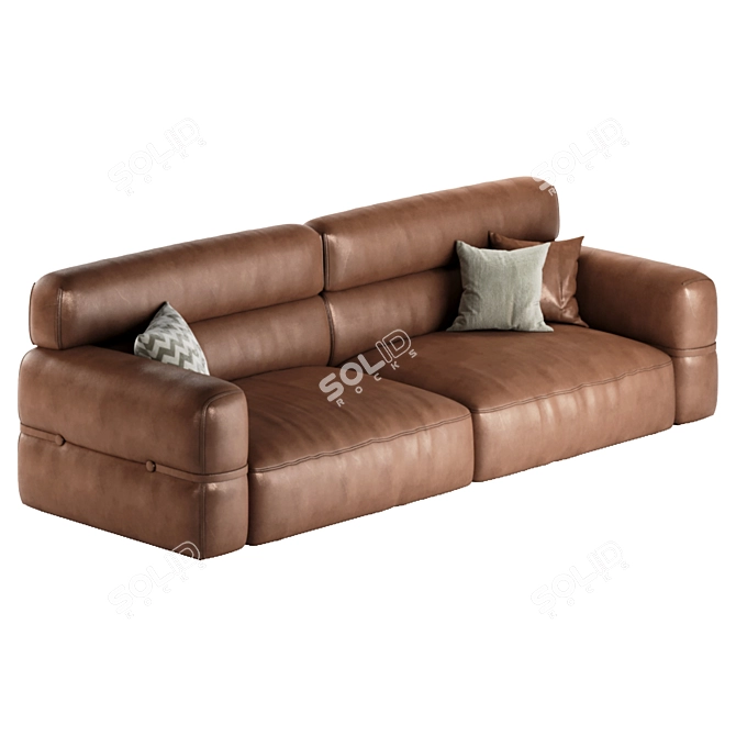 Miaomiao Modular Leather Arm Sofa 3D model image 2