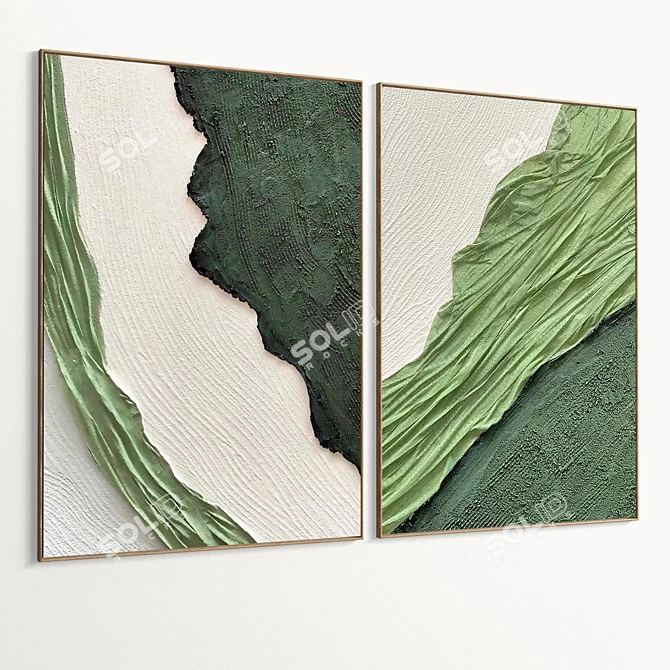 Plaster Dual Photo Frame Texture 3D model image 2