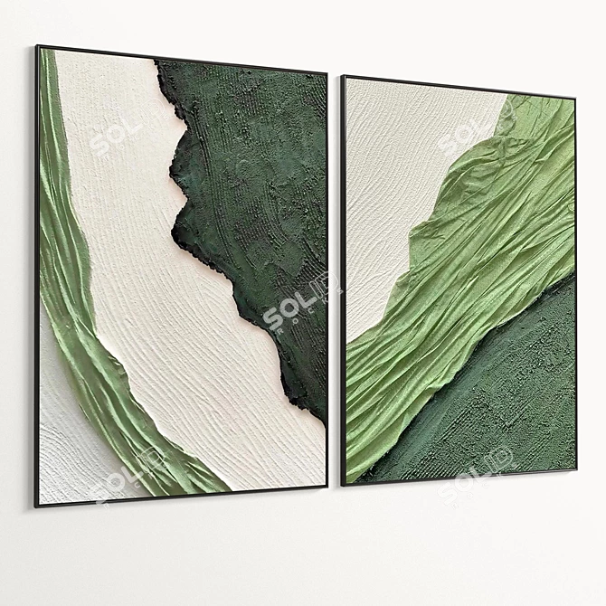 Plaster Dual Photo Frame Texture 3D model image 5