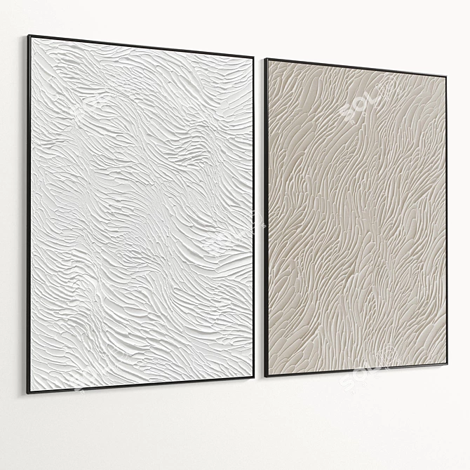 Plaster Texture Double Photo Frame 3D model image 5