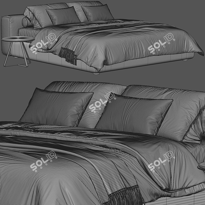 Luxury Superoblong Bed Model Rendered 3D model image 3