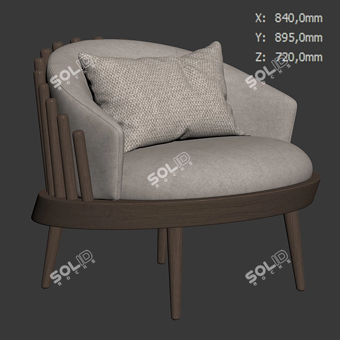 Elegant Fane Upholstered Armchair 3D model image 4