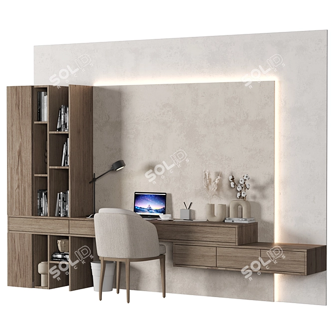 Modern Wood Home Office Furniture 3D model image 2