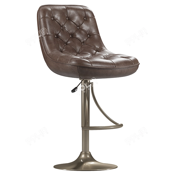 Adjustable Aspen Barstool Set - Leather/Metal 3D model image 1