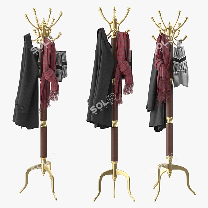 Luxury Gold Coat Hanger Stand 3D model image 2