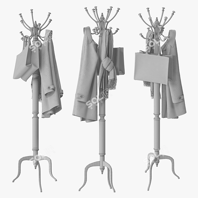 Luxury Gold Coat Hanger Stand 3D model image 5