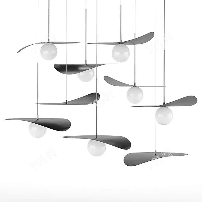 Elegant Metal Pendant Lamp Flutter 3D model image 1