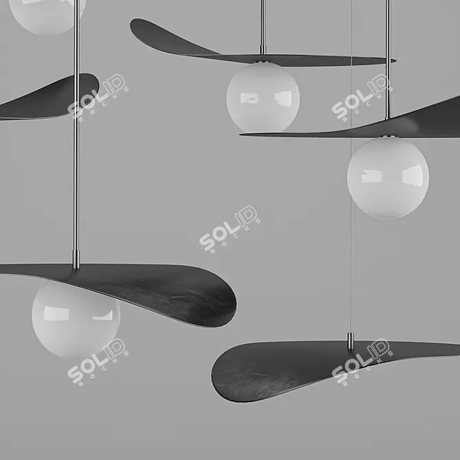 Elegant Metal Pendant Lamp Flutter 3D model image 2