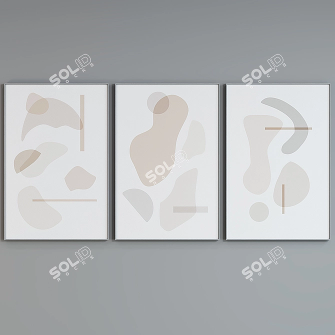 Modern Abstract Picture Frame Set 3D model image 3