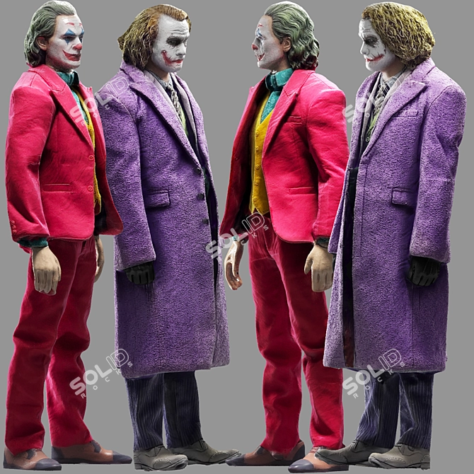 Joker The Dark Knight & Joaquin Phoenix Figures 3D model image 2