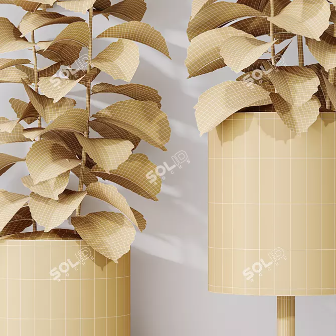 Burgundy Foliage Rubber Plant Trio 3D model image 6