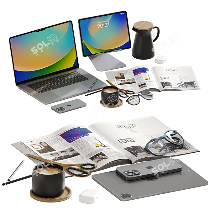 Apple Desk Set Bundle 3D model image 1