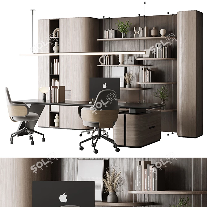  Executive Workstation Set - Office Furniture 3D model image 1